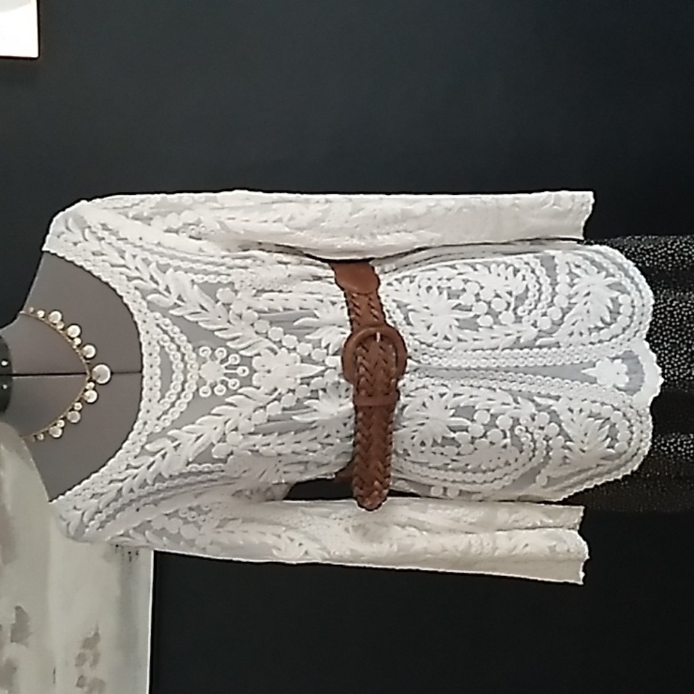 Embroidered Lace Tunic Blouse Romantic by Soft Surroundings Size Medium